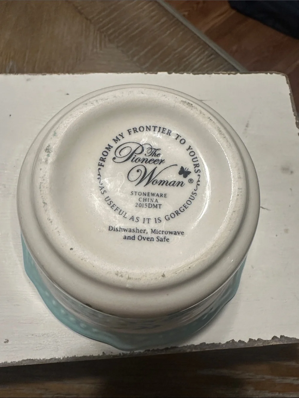 The Pioneer Woman Floral Ceramic Bowl in Aqua and White